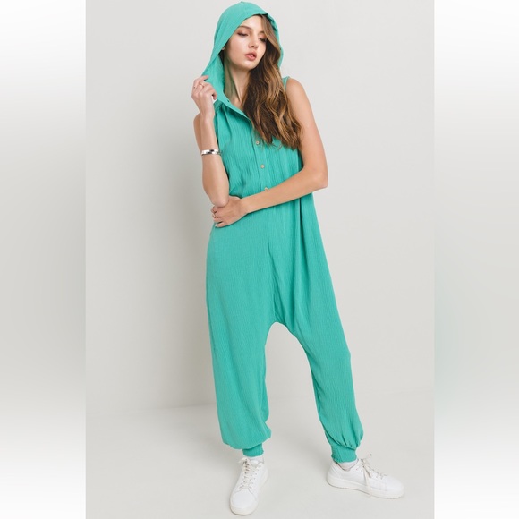 ShopEvelynne Pants - Boho Solid Button Down Harem Jumpsuit